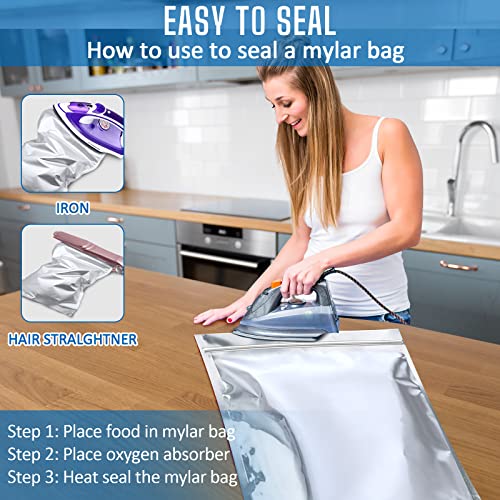 15 Pack 5 Gallon Mylar Food Storage Bags with Oxygen Absorbers - Heavy Duty, Reusable, Sealable