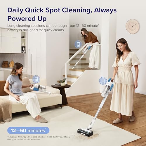 Levoit Cordless Vacuum Cleaner LVAC-200 White & Blue – Strong Suction, Lightweight, Tangle-Free Brush