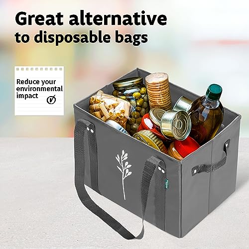 Gray Reusable Grocery Bags 3 Pack - Heavy Duty Eco-Friendly Tote for Shopping