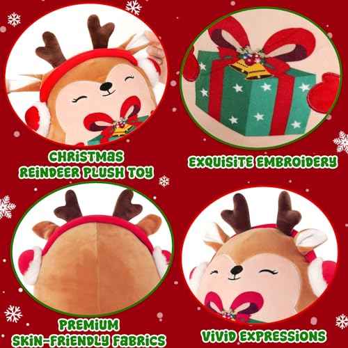 Christmas Stuffed Animals Plush Toys - 10 Inch Soft and Hugging Deer Stuffed Animal Plushes for Kids, Girls & Boys - Ideal 2025 Christmas Collectible Toys Gifts Holiday Home Decorations