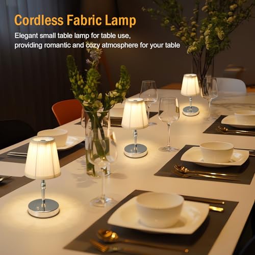 Mini Rechargeable Cordless LED Lamp 3 Color Dimmable Touch Light 9.8 Inch Chrome 2-Pack
