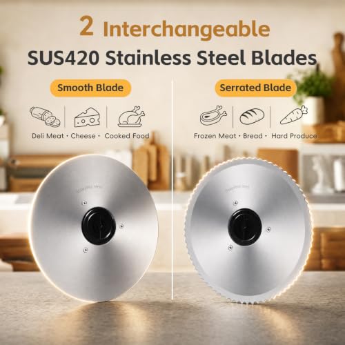 200W Electric Meat Slicer Machine for Home Use, Food Deli Slicer with Adjustable Thickness