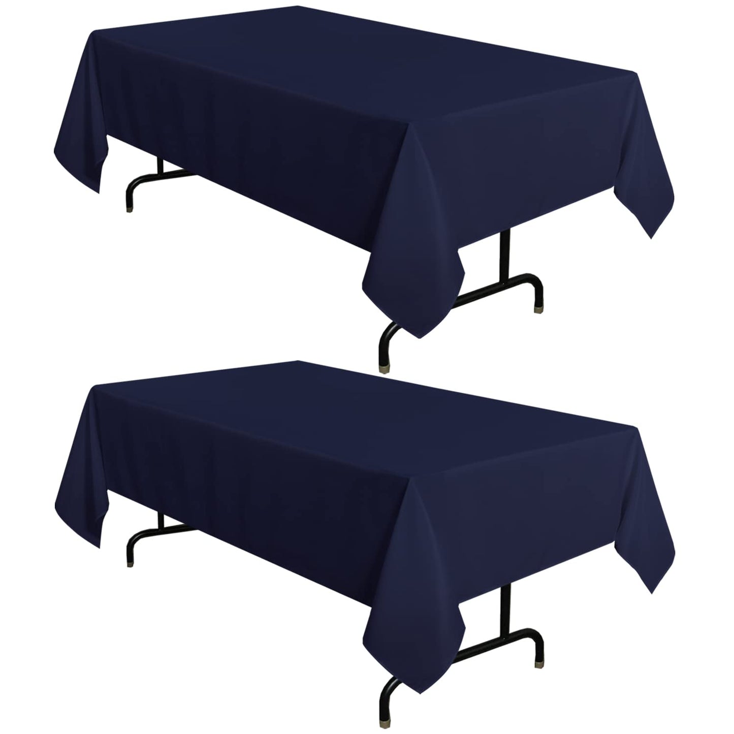 sancua 2 Pack Navy Tablecloth 60 x 102 Inch, Rectangle 6 Feet Table Cloth - Stain and Wrinkle Resistant Washable Polyester Table Cover for Dining Tables, Buffet Parties and Camping