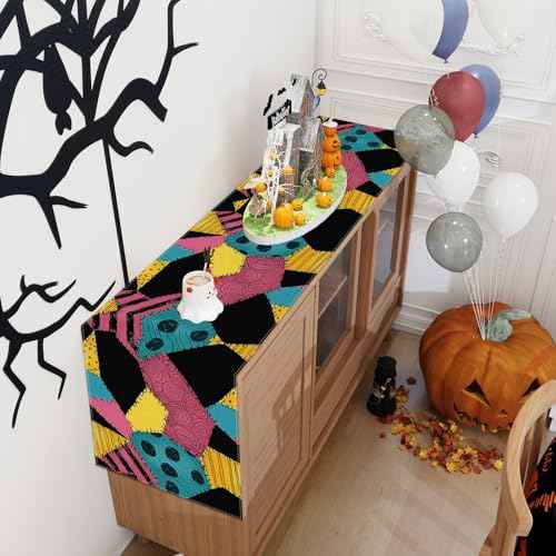 Linen Halloween Table Runner 72 Inches Long, Halloween Home Kitchen Dining Room Table Decor, Christmas Xmas Winter Holiday Decorations and Supplies for Home