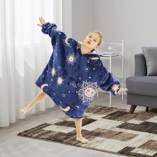 Adult & Kid Blanket Hoodie Set - Oversized Sherpa Wearable Blanket for Family Cozy Lounging