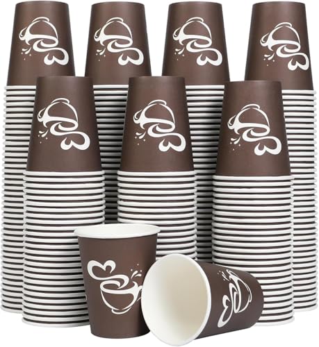 Clawsoff 300 Pack 12 oz Disposable Brown Coffee Cups Leak-Proof Hot Beverage Cups