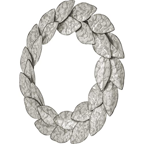 Silver Leaf Metal Wreath 16 Inch Galvanized Farmhouse Door Decor Christmas Fall