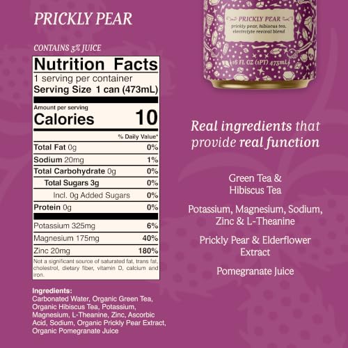 Electrolyte Sparkling Water with Prickly Pear - 12 Pack of Revitalizing Hydration
