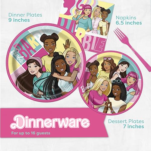 Barbie Birthday Party Decorations Set with Banner, Balloons, Tablecloth & Tableware