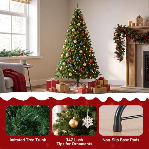 DUMOS 4.5 Ft Green Artificial Christmas Tree, Pre-Lit Holiday Decor