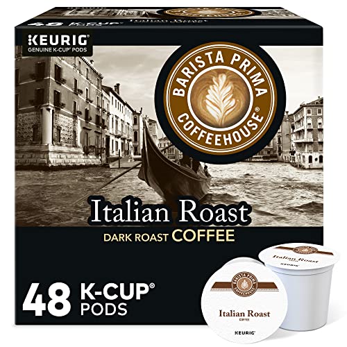 Italian Roast Coffee Pods - Dark Roast Single Serve K-Cup, 48 Count - Recyclable & Kosher