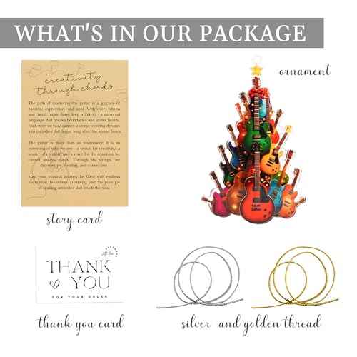 2D Flat Music Ornaments for Christmas Tree, Music Gifts for Men, Women, Techer, Musical Gifts for Musincians, Choir, Producer, Instruments, Piano, Guitar Lover, Singing Trinkets Themed Decor (Guitar)