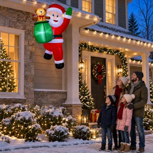 EggSun 4FT Inflatable Hanging Santa Claus Christmas Yard Decor with LED Lights
