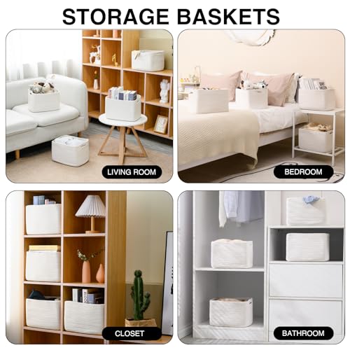 ICERZCZ 4 Pack Off White Storage Baskets 12.5 x 9.1 x 7.9 inches, Multi-Purpose Organizing Cubes