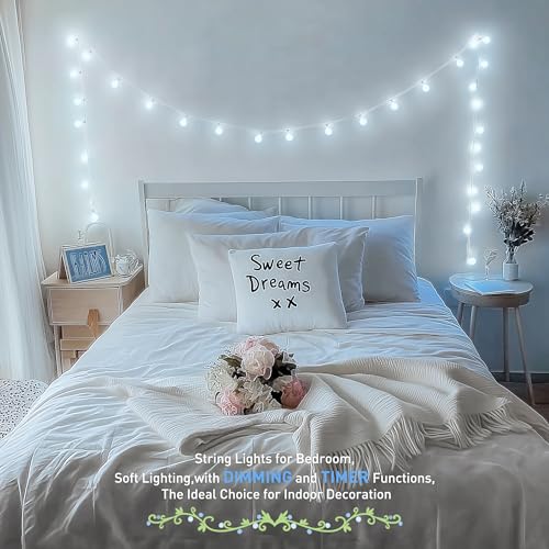 100ft Globe String Lights Indoor Outdoor Waterproof, 200 LED Christmas fairy Lights Plug in with Remote, Connectable Hanging Lights for Bedroom Classroom Camping Patio Wedding Garden Decor, Warm White