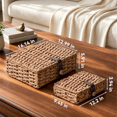 JARLINK Water Hyacinth Wicker Decorative Storage Box Small & Large