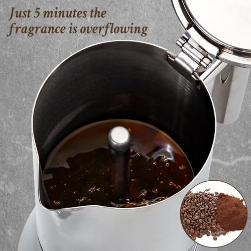 LAOION 12-Cup Silver Stovetop Espresso Maker, 17.5 oz Moka Pot, Stainless Steel