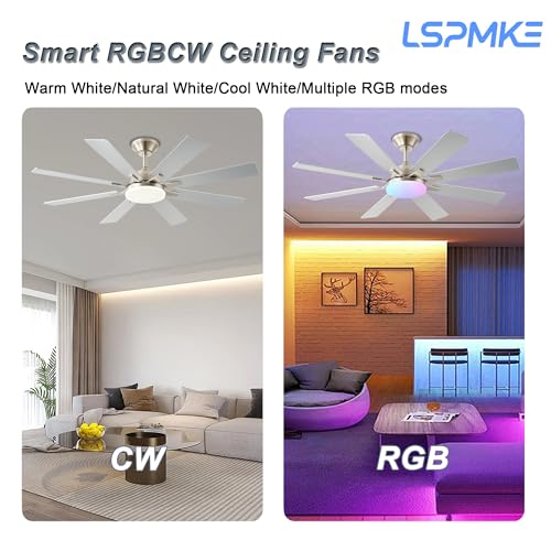 52 Inch Nickel Ceiling Fan with Light & Remote Control - Indoor/Outdoor