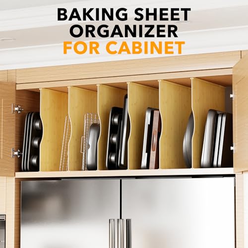 SpaceAid 6 Pack Cabinet Tray Dividers for Bakeware and Trays, Natural, 23.5"D x 23.7"H