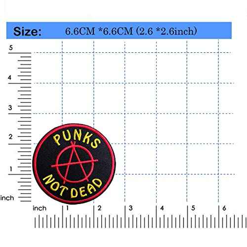 2.6" Punks Not Dead Patch - Embroidered Iron On Sewable Patch Emblem Badge for Clothes Jacket Jeans Backpacks DIY Craft Accessories