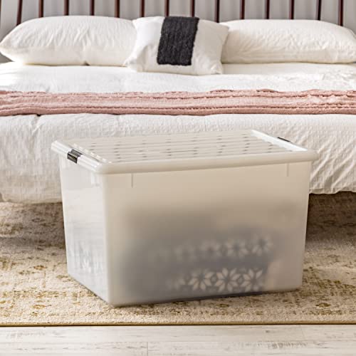 IRIS USA Pearl Stackable Storage Bins 3-Pack 144 Qt with Lids - Made in USA
