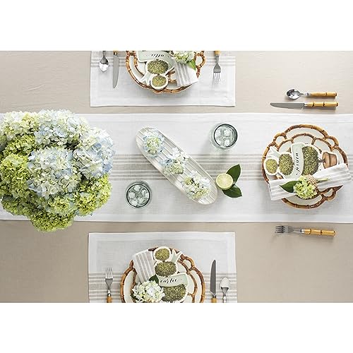 Solino Home 100% Pure Linen Table Runner 14 x 60 in Natural & White