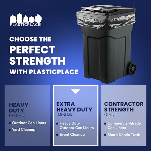 Heavy Duty Black Garbage Bags 95-96 Gallon Pack of 50 - 1.5 Mil Thick Trash Liners