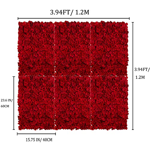 Red Flower Wall Backdrop for Party Decor - 6 Pcs, 24 x 16 Inches