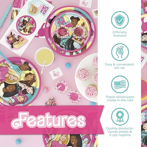 Barbie Birthday Party Decorations Set with Banner, Balloons, Tablecloth & Tableware