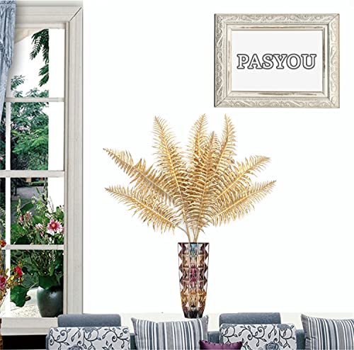 PASYOU Gold Boston Grass Faux Plants - 30 Inch 2 Bunches for Indoor Outdoor Decor