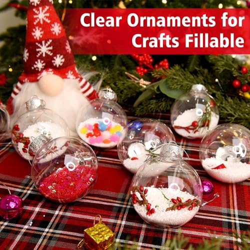 Rocinha 30 Pack Clear Christmas Ornaments 3.15 Inch Shatterproof DIY Holiday Decor