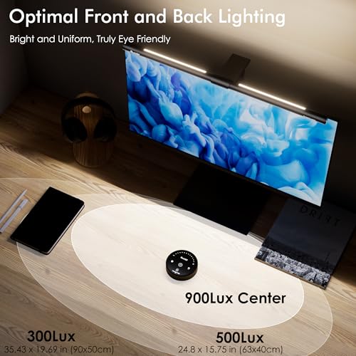Quntis Gray Monitor Light Bar with Backlight, Eye-Care Desk Lamp & Remote