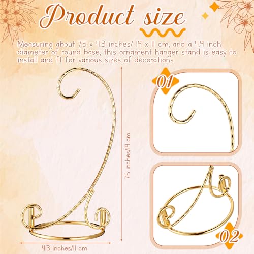 1 Pcs Ornament Display Stand 7.5 H Ornament Stand Holder Hanging Terrarium Bracket Air Plant Holder Hanging Hook for Christmas Home Party Wedding Decoration(Gold)