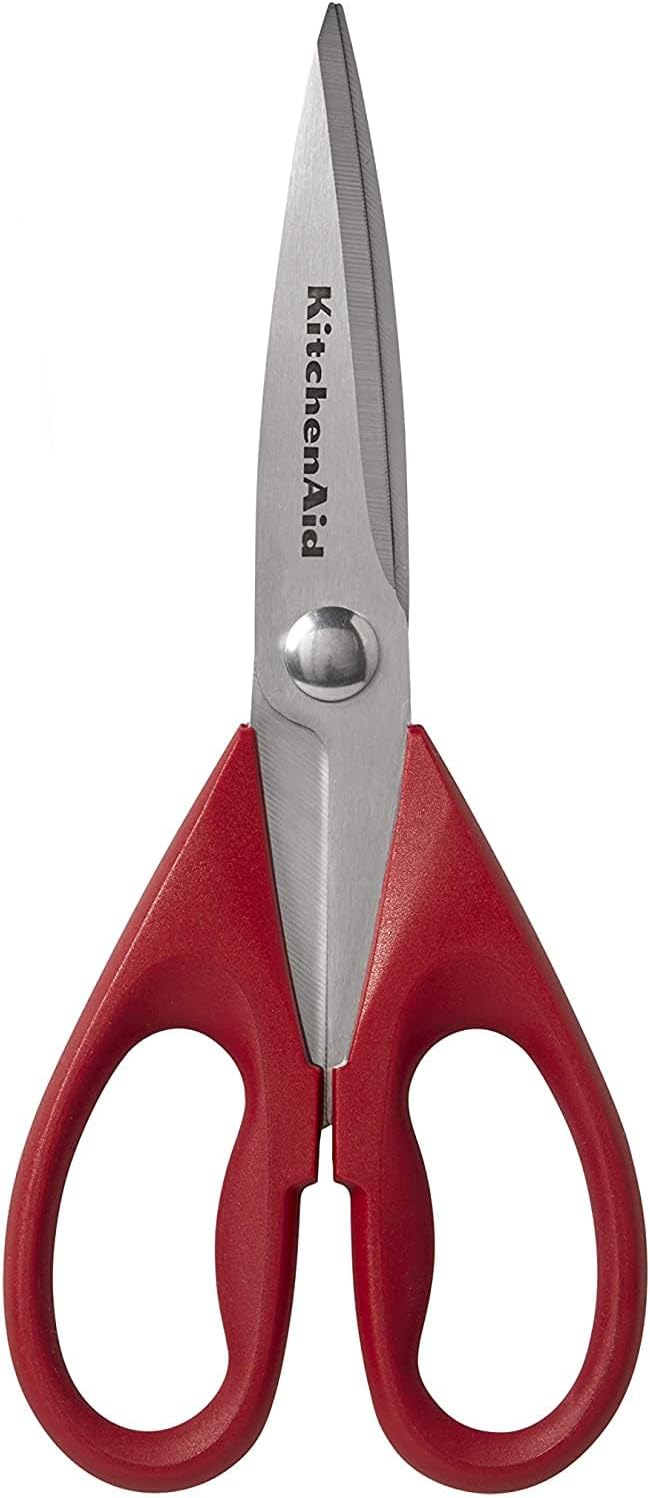 KitchenAid Kitchen Shears - Durable Stainless Steel Scissors with Protective Sheath, 8.72 Inch, Red