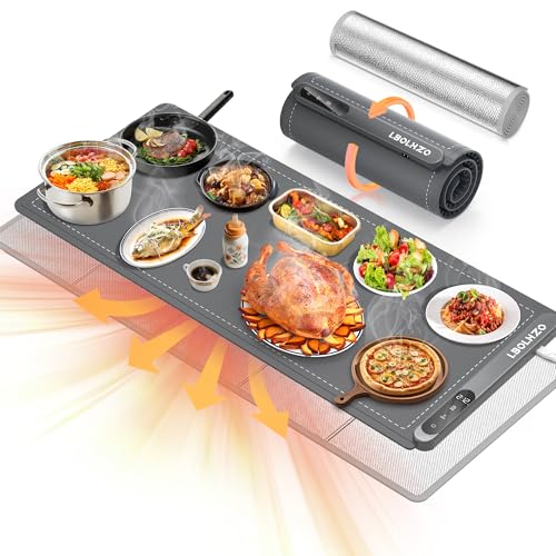 Large Food Warming Mat 36x16 Inches 580W with 6 Temp Settings Grey