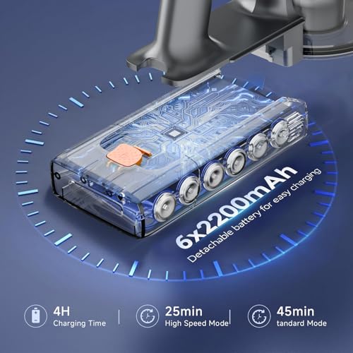 Cordless Stick Vacuum Cleaner with Powerful 45KPA Suction, 45 Min Runtime & Detachable Battery