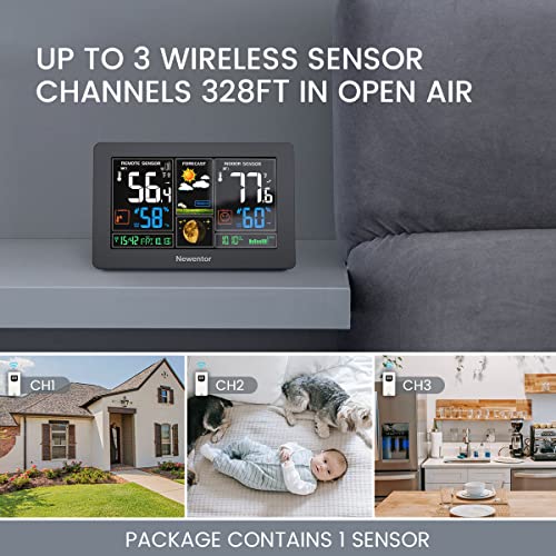 Wireless Indoor Outdoor Weather Station with 1 Sensor - Black