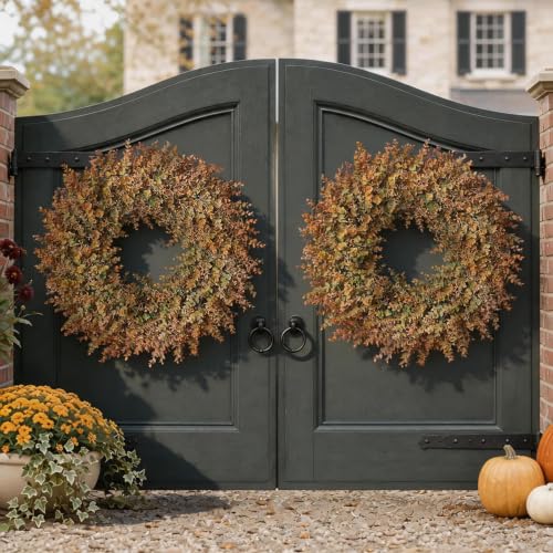 32-Inch Fall Artificial Eucalyptus Wreath with Seeds for Front Door Decor - Variation of THIS listing