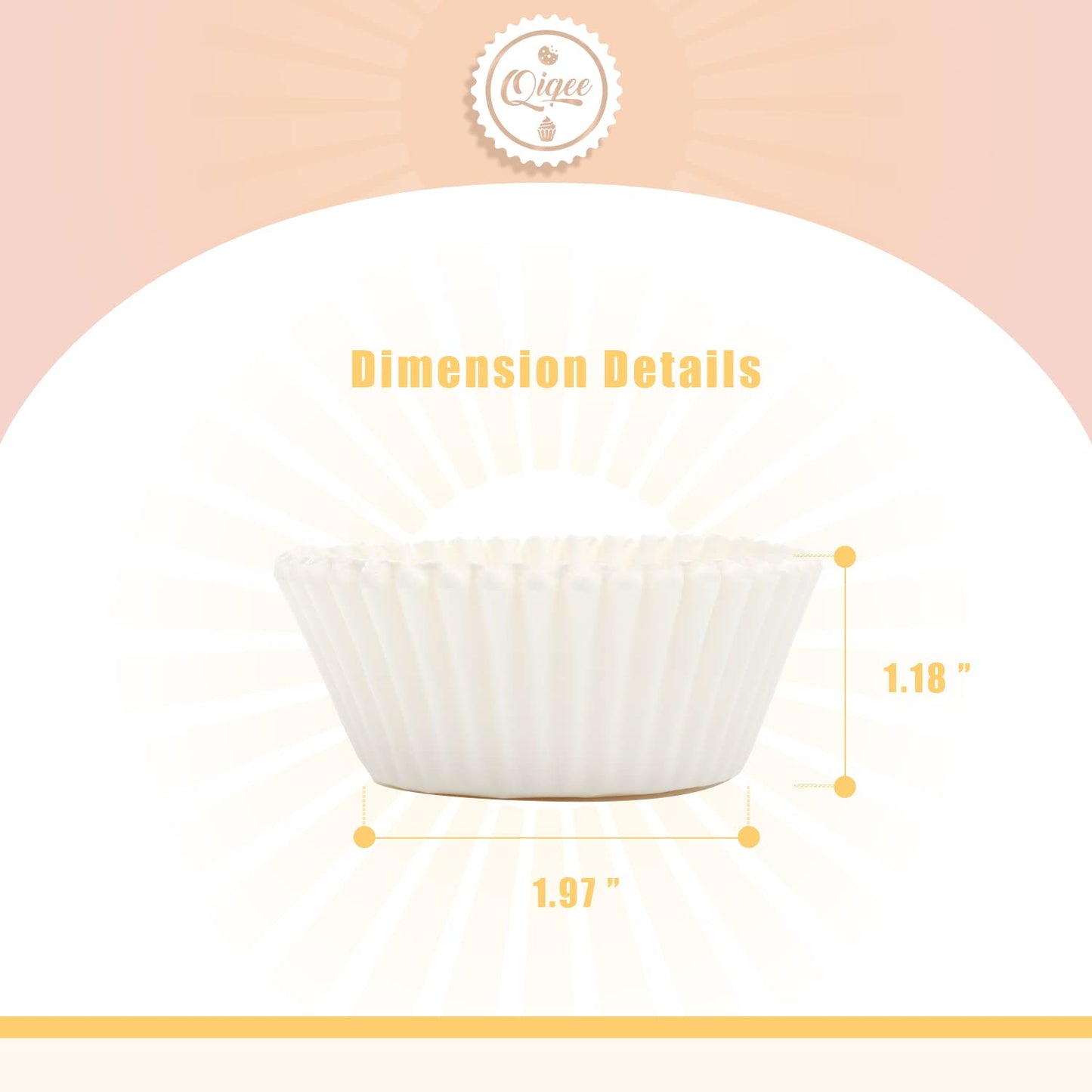 qiqee 600pcs White Cupcake Liners Muffin Linner No Smell, Food Grade Baking Cups（Standard Size）