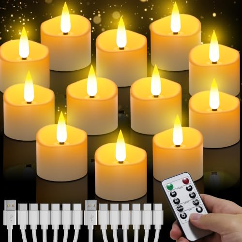 12Pcs Rechargeable Tealights with Remote & 24H Cycle Timer – YiaMia 12 Pack