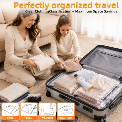 16 Pack Travel Vacuum Storage Bags with Pump - Compression Clothes Organizer - Combo Set