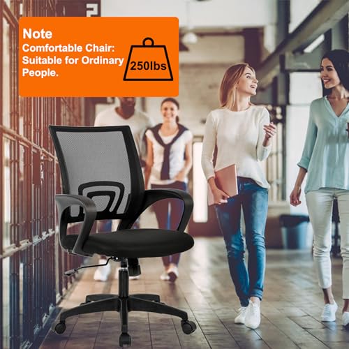 BestOffice Black Ergonomic Mesh Office Chair Pack of 2 - Mid-Back Swivel Desk Chairs