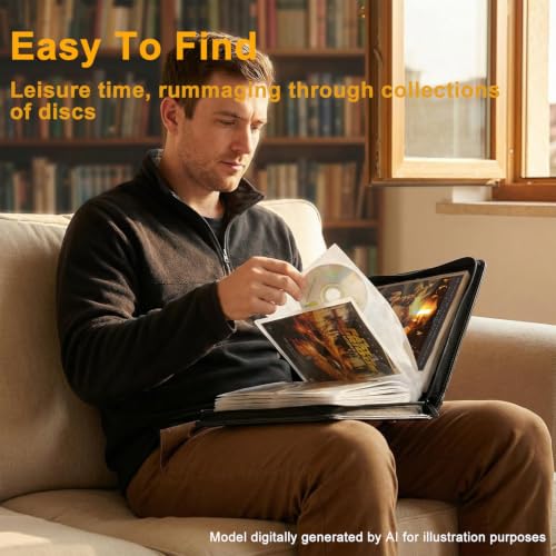 PU Leather CD DVD Storage Binder 3 Pack with Zipper - Holds 56 Discs & Booklets