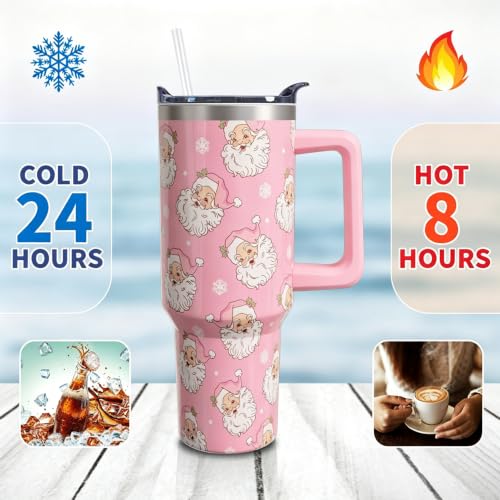 Aokoyi Santa Tumbler 40oz Insulated Cup with Handle & Straw - Christmas Gift, Model: santa tumbler-01