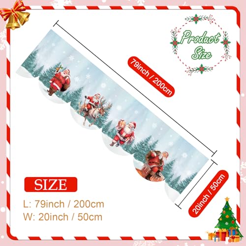 AerWo Santa Christmas Mantel Scarf 79×20 Inch Fireplace Decor, Santa Claus Design