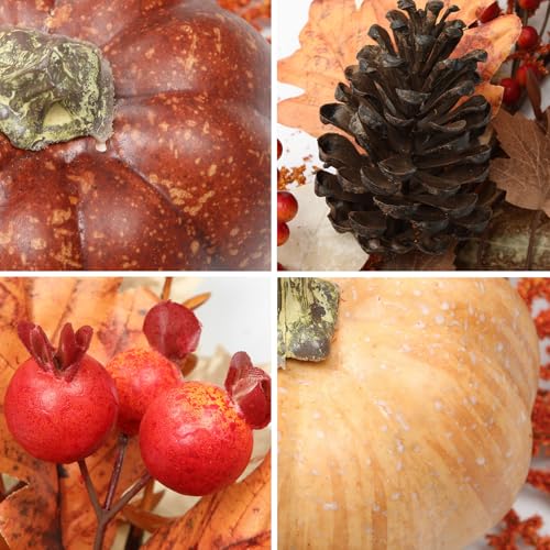 Villa Como 6FT Fall Garland with Lights, Pumpkins, Pinecones, Berries - Brown