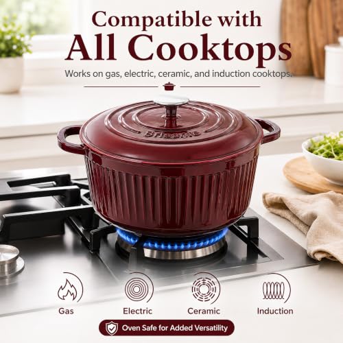 SENSARTE 5.5QT Dutch Oven with Lid, Enameled Cast Iron Pot Safe
