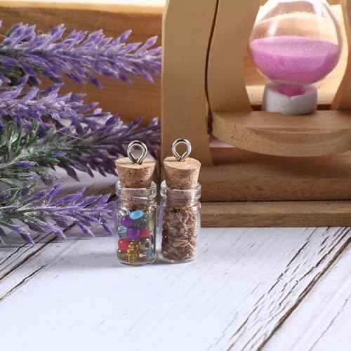 Thinp 16 Pcs Mini Glass Bottles with Cork, 1ml Capacity, Round Shape, Fantasy Theme, Lightweight, Reusable, Perfect for DIY Crafts, Christmas Tree Decoration