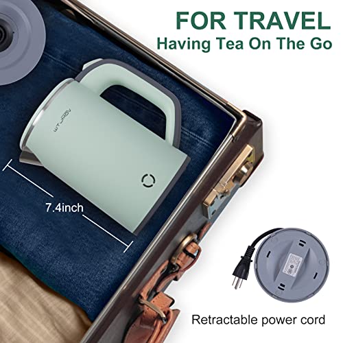 WTJMOV Green 0.8L Electric Kettle - Portable Stainless Steel Tea & Hot Water Boiler