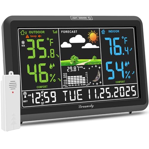 DreamSky Weather Station Indoor Outdoor Thermometer Wireless, Atomic